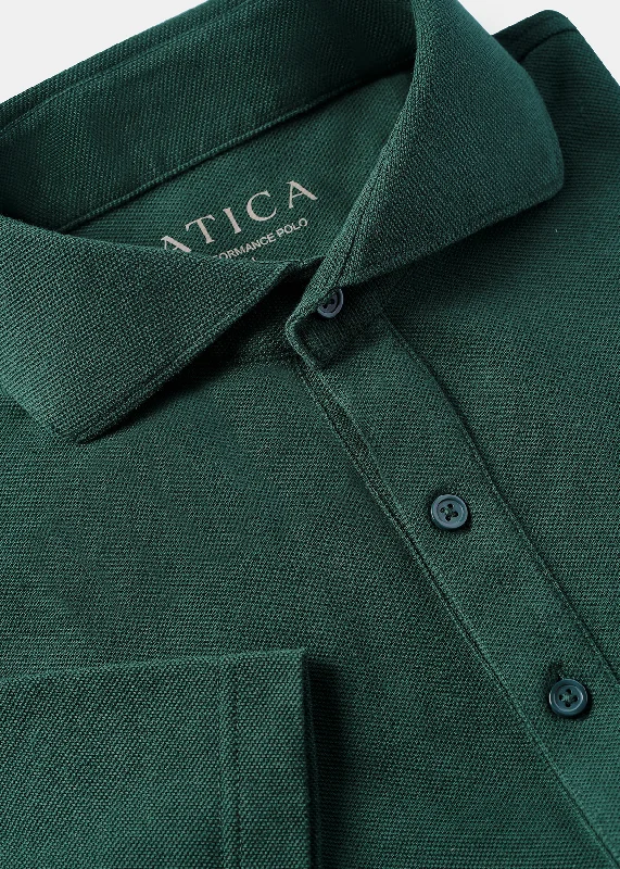 Men's polo shirts soft green-Dress Collar Performance Polo - Dark Green