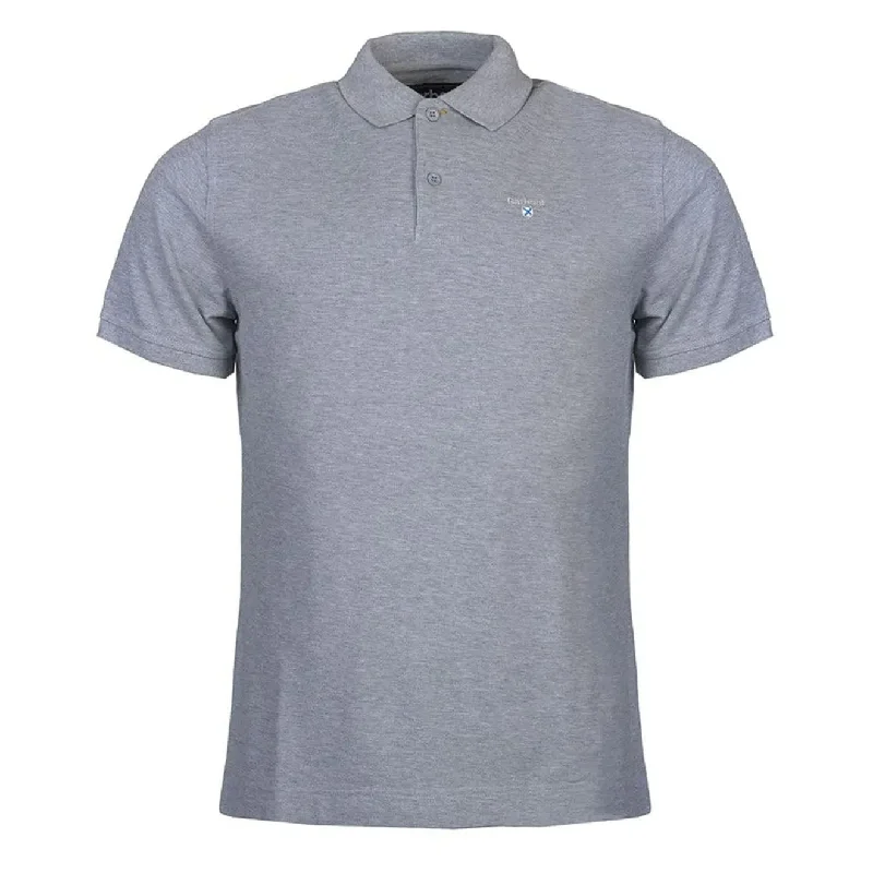 Men's polo shirts classic tan-Barbour Sports Polo Grey Marl