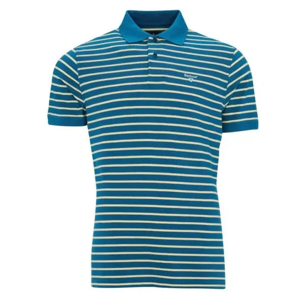 Men's polo shirts casual green-Barbour Styhead Stripe Polo Lyons Blue