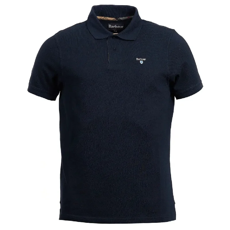 Men's polo shirts lightweight navy-Barbour Tartan Cotton Pique Polo Shirt New Navy