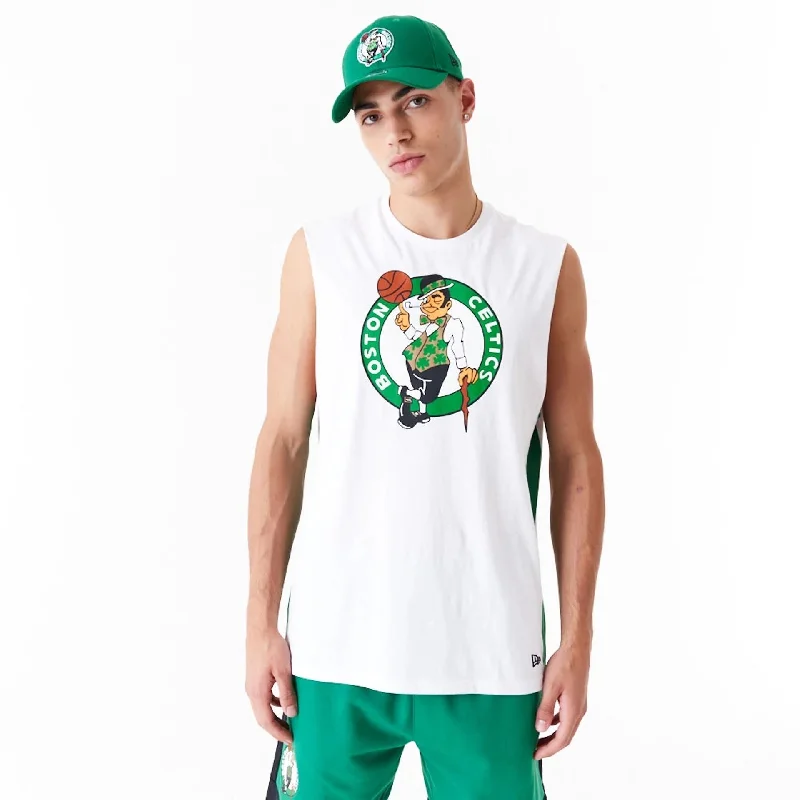 Men's T-shirts everyday gray-Boston Celtics Colour Block White Tank Top