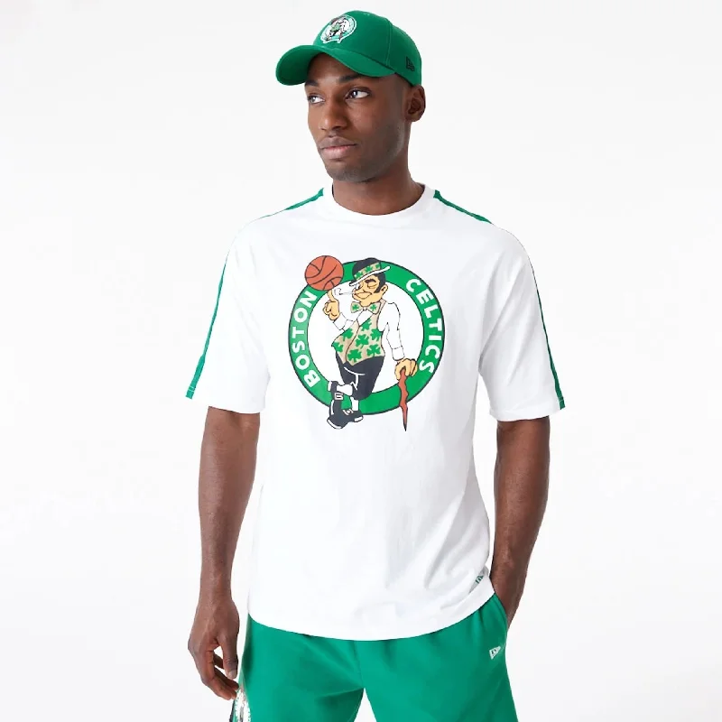 Men's T-shirts lightweight black-Boston Celtics NBA Colour Block White Oversized T-Shirt