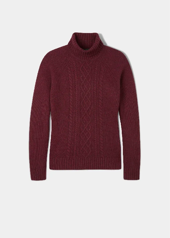 Men's polo shirts durable white-Brightmere Ladies Roll Neck Jumper In Bordeaux