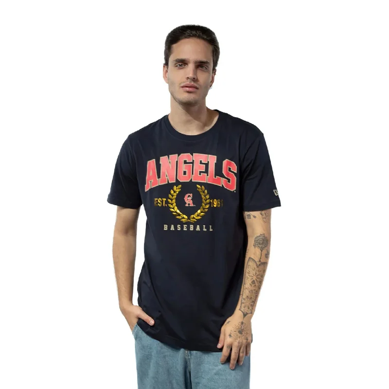 Men's T-shirts breathable black-California Angels Gold Leaf Navy T-Shirt