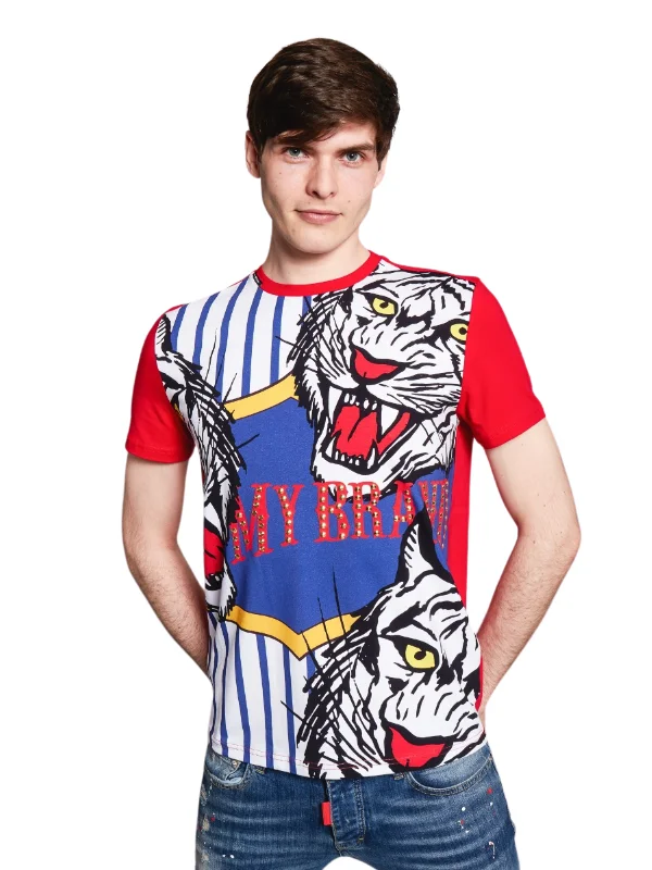 Men's T-shirts lightweight black-CARNIVAL WHITE TIGER T-SH | RED