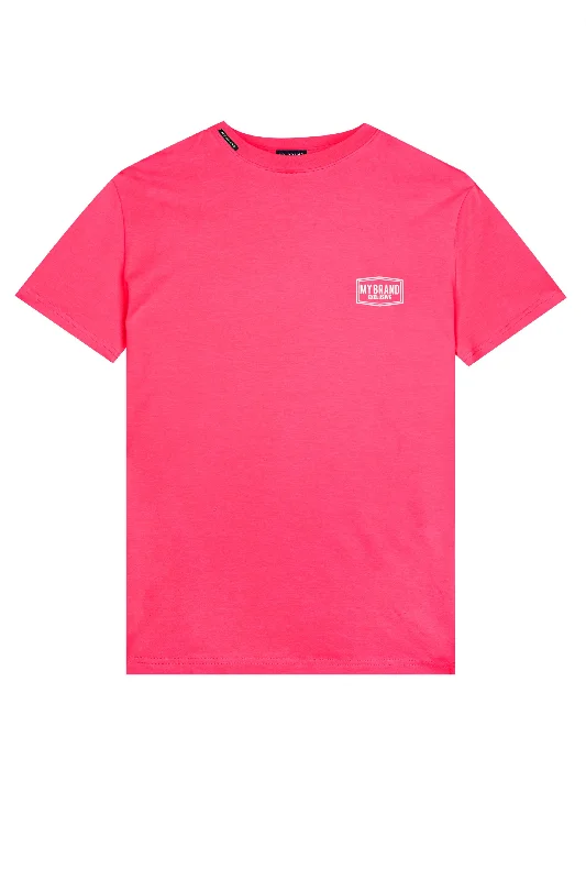 Men's T-shirts breathable white-CHEST LOGO NEON T-SHIRT | NEON PINK