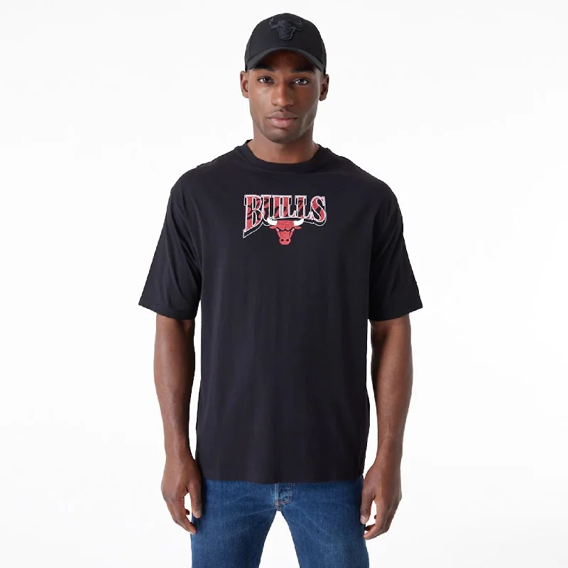 Men's T-shirts everyday navy-Chicago Bulls NBA Championship Black Oversized T-Shirt