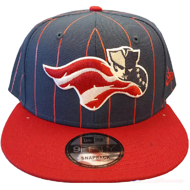 Men's hats stylish black-Somerset Patriots New Era 9Fifty Flat Brim Vintage Striped Snap Back Cap