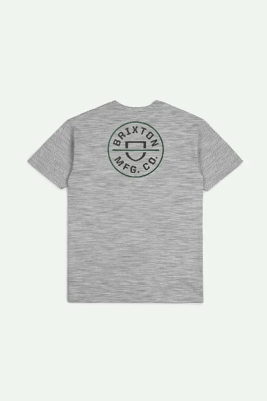 Men's T-shirts graphic tan-Crest II S/S Standard T-Shirt - Heather Grey/Washed Black/Pine Needle