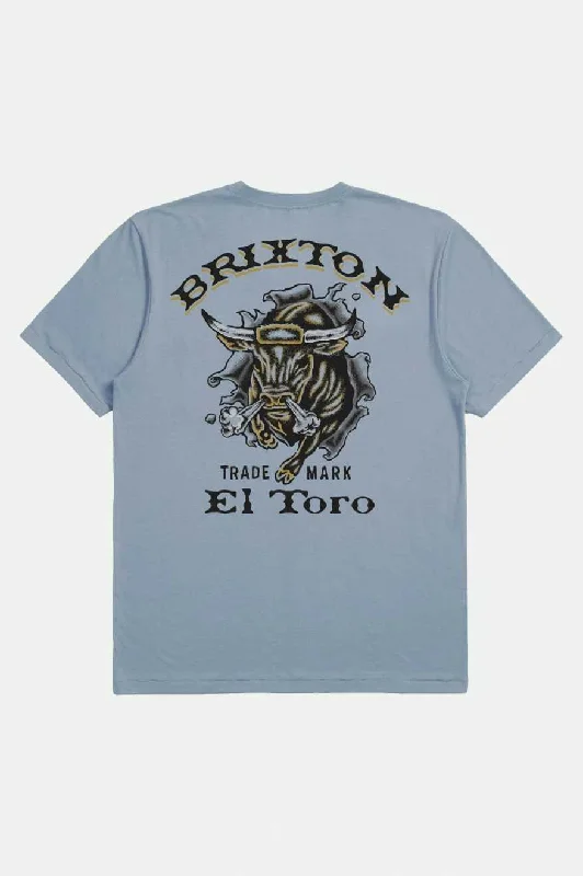 Men's T-shirts slim brown-El Toro S/S Tailored T-Shirt - Dusty Blue