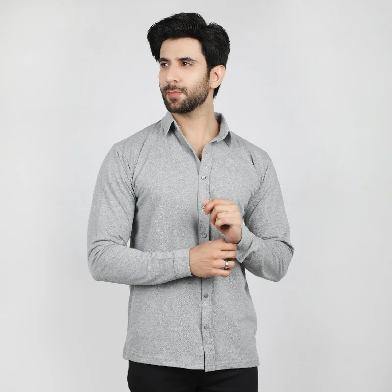 Men's polo shirts slim gray-Eminent Men's Full Sleeves Polo T-Shirt - Ash Grey