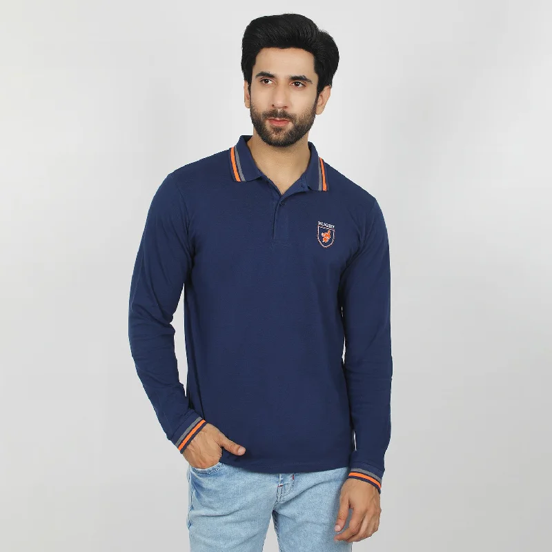 Men's polo shirts classic navy-Eminent Men's Full Sleeves Polo T-Shirt - Navy Blue