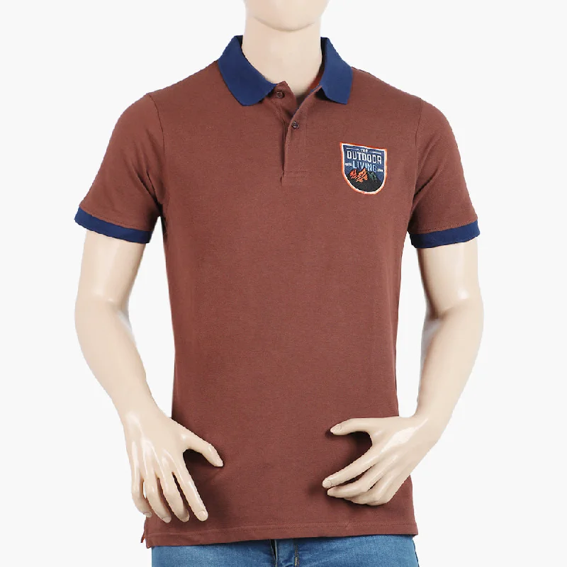 Men's polo shirts lightweight black-Eminent Men's Polo Half Sleeves T-Shirt - Brown