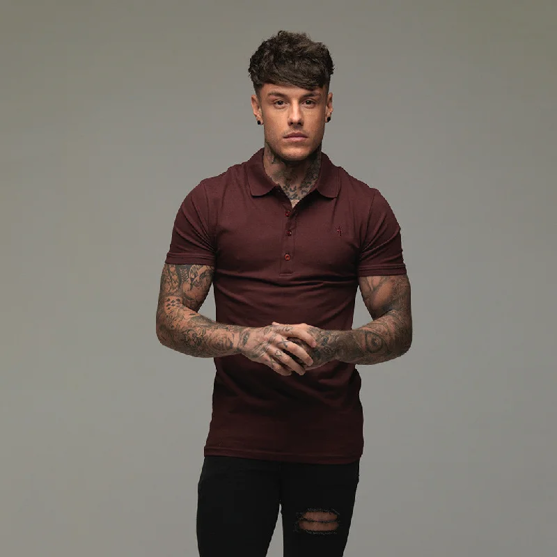 Men's polo shirts casual white-Father Sons Classic Burgundy Polo Shirt - FSH042