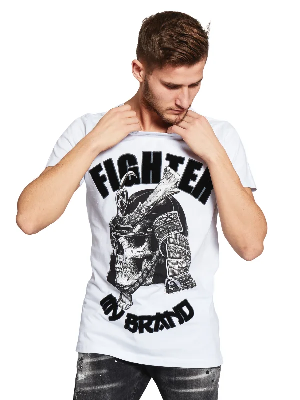 Men's T-shirts slim black-FIGHTER SAMURAI T-SHIRT | WHITE