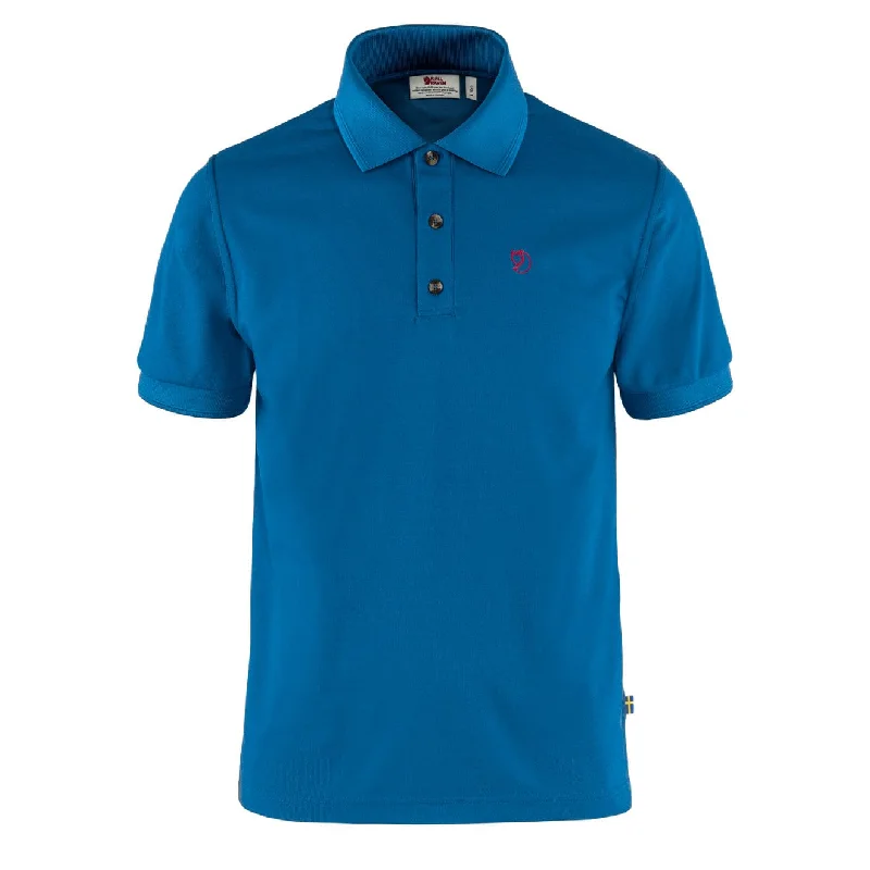 Men's polo shirts casual tan-Fjallraven Crowley Pique Shirt Alpine Blue