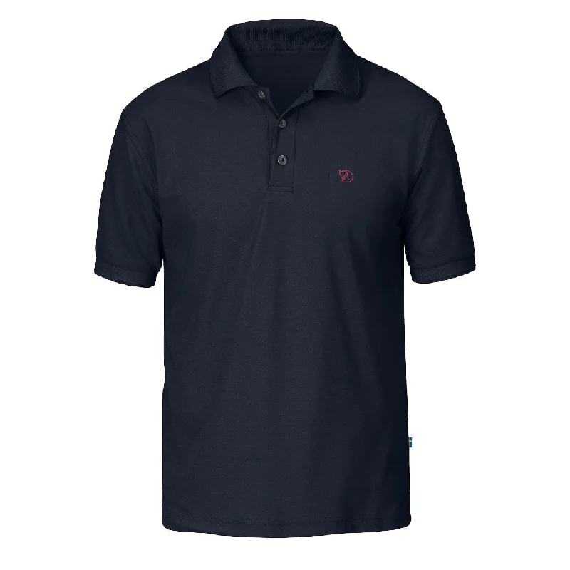 Men's polo shirts everyday gray-Fjallraven Crowley Pique Shirt Blue Black