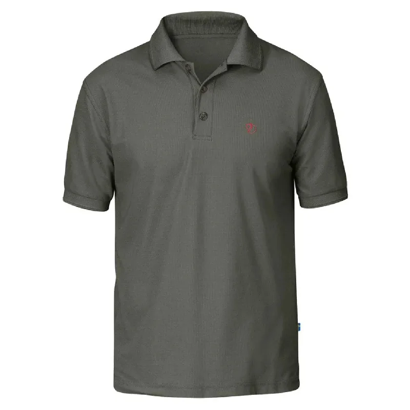 Men's polo shirts lightweight black-Fjallraven Crowley Pique Shirt Mountain Grey