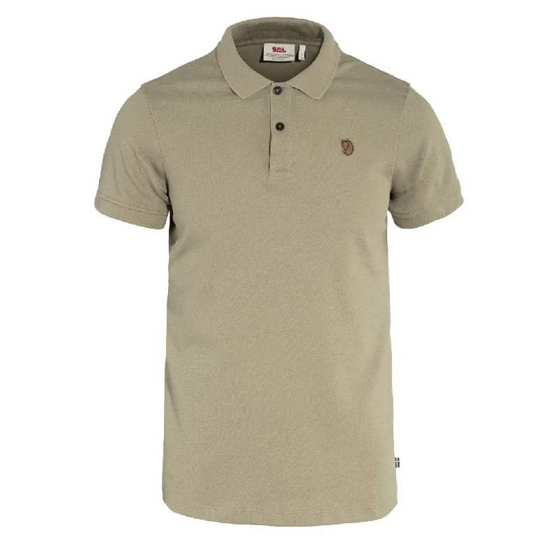 Men's polo shirts slim white-Fjallraven Ovik Polo Shirt Sand Stone