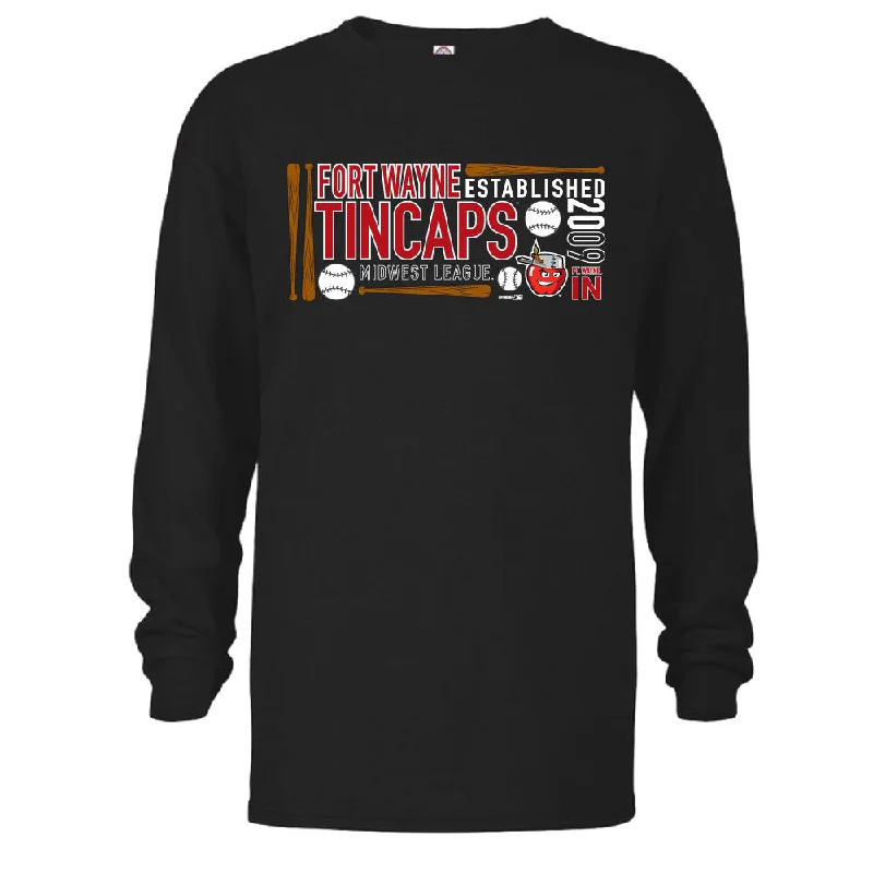 Men's hats warm wool-Fort Wayne TinCaps Detailed L/S Black Youth Tee