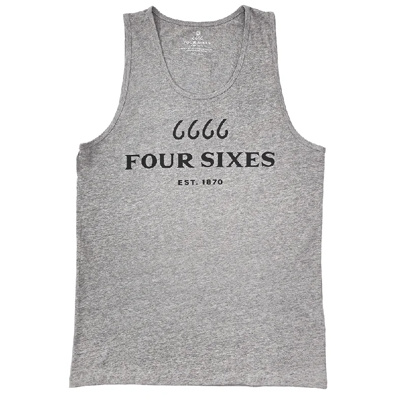 Men's T-shirts everyday black-Four Sixes Logo Tank Top - Grey