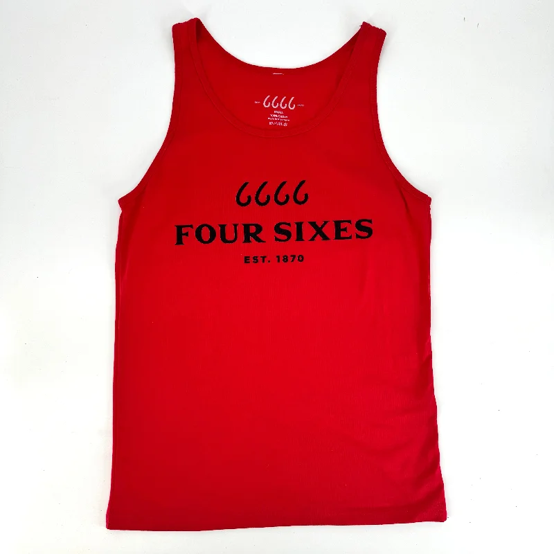 Men's T-shirts graphic navy-Four Sixes Logo Tank Top - Red