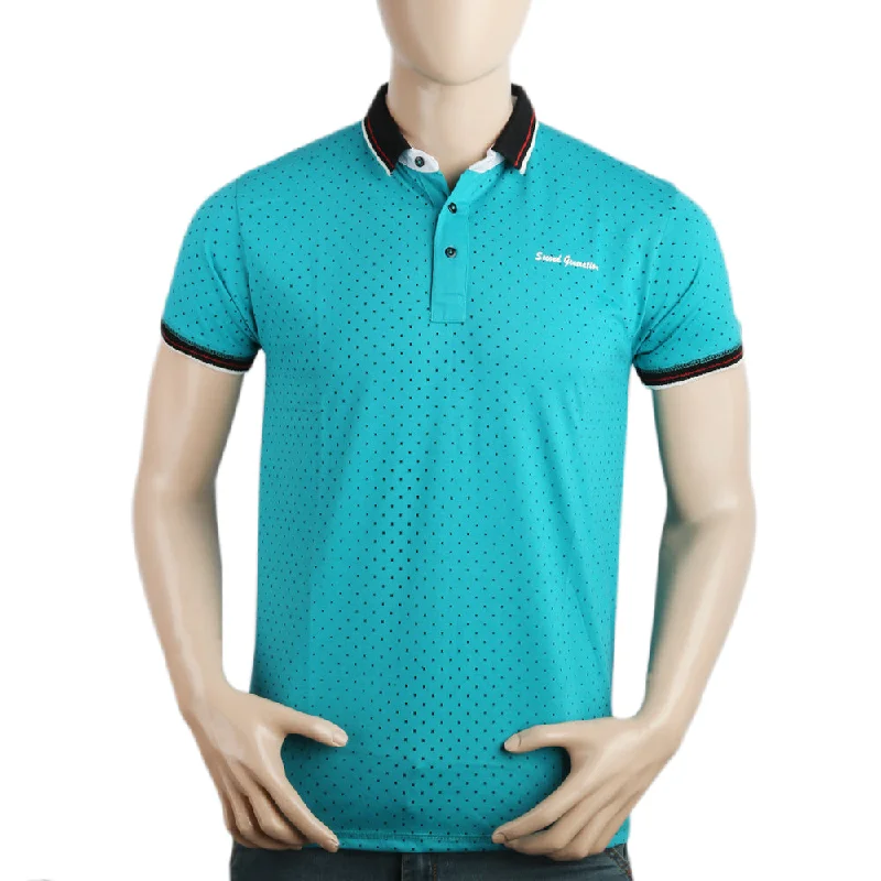 Men's polo shirts casual green-Men's Half Sleeves Polo T-Shirt - Sea Green