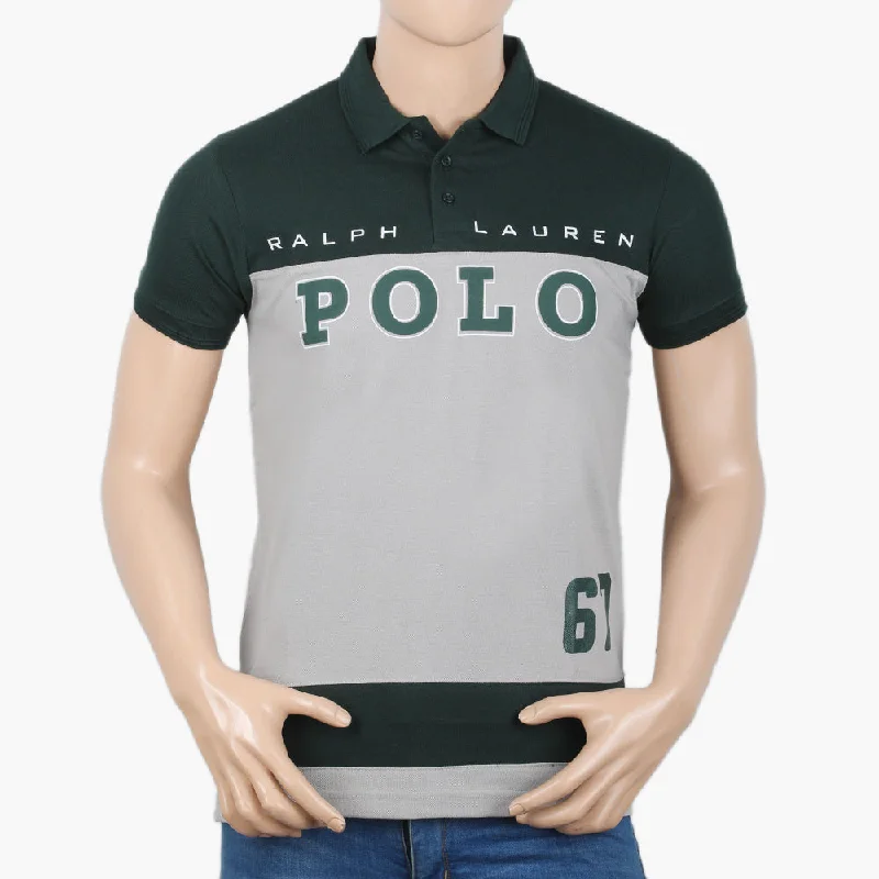 Men's polo shirts durable gray-Men's Half Sleeves Polo T-Shirt - Dark Green