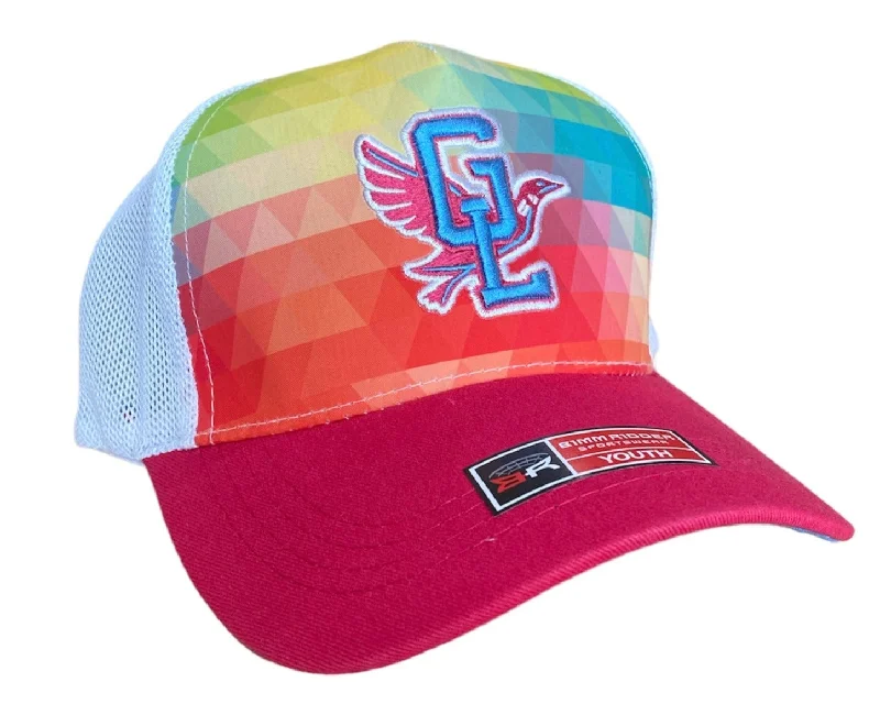 Men's hats everyday tan-Great Lakes Loons Rainbow & White Mesh Adjustable Cap - Youth