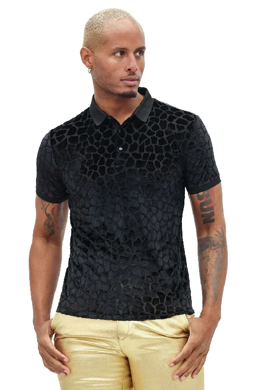 Men's polo shirts slim green-Hidden Leopard Polo Shirt