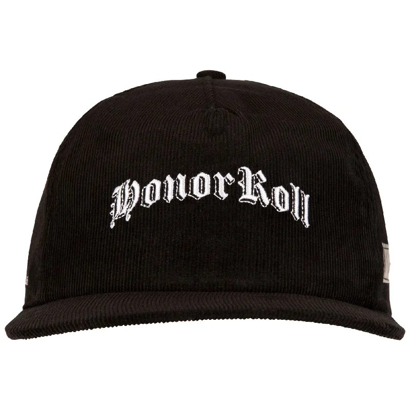 Men's hats breathable brown-Honor Roll Corduroy Snap Back Black - 2024