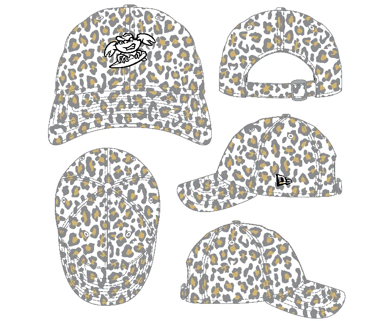 Men's hats cozy green-Jersey Shore BlueClaws New Era Kids Leopard Print Adjustable Cap White Black Youth Toddler