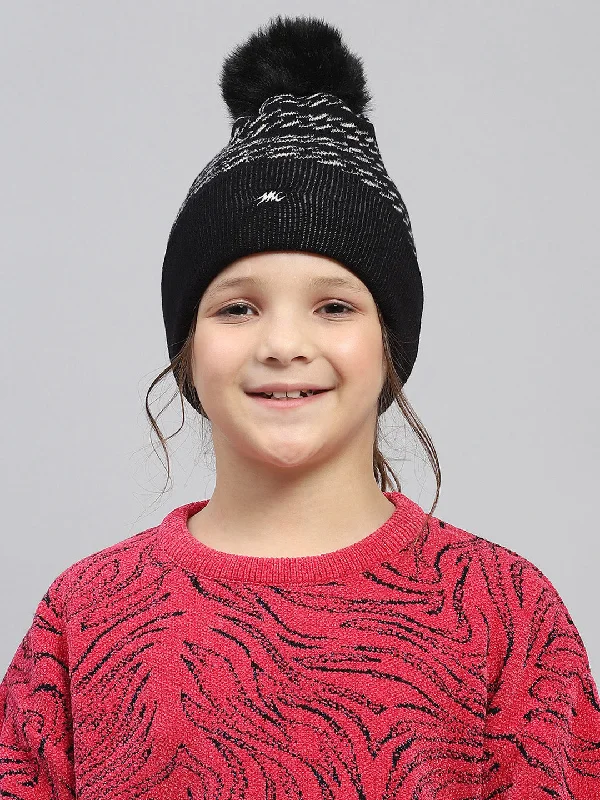 Men's hats lightweight gray-Kids Black Self Design Cap