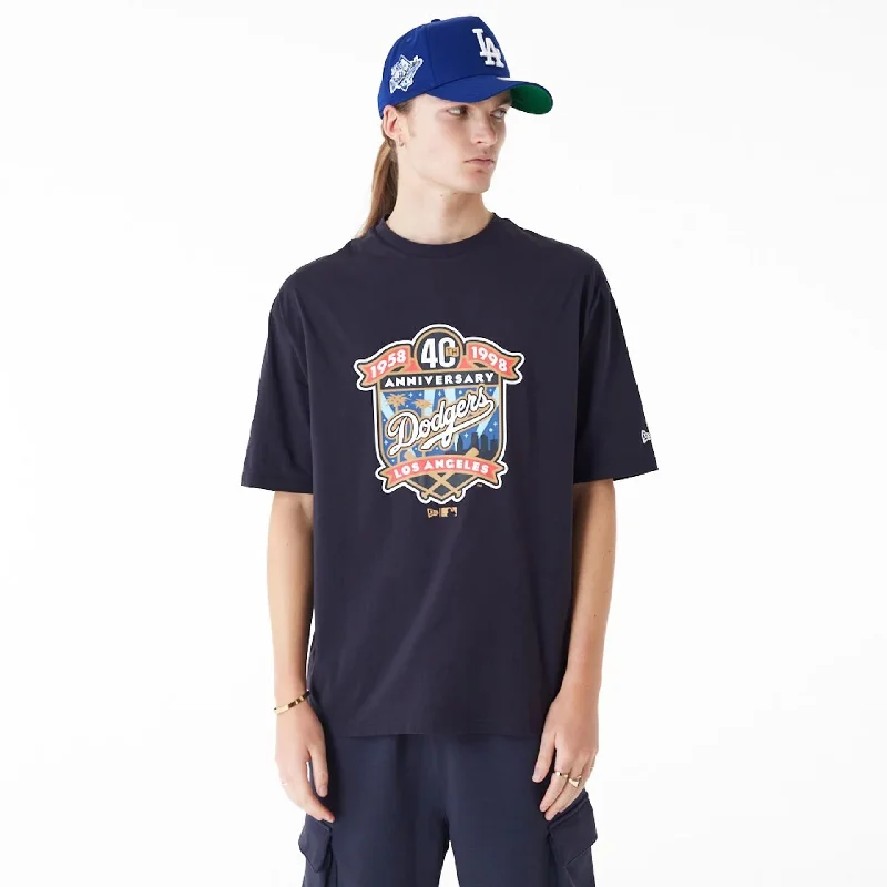 Men's T-shirts stylish navy-LA Dodgers MLB Anniversary Navy Oversized T-Shirt