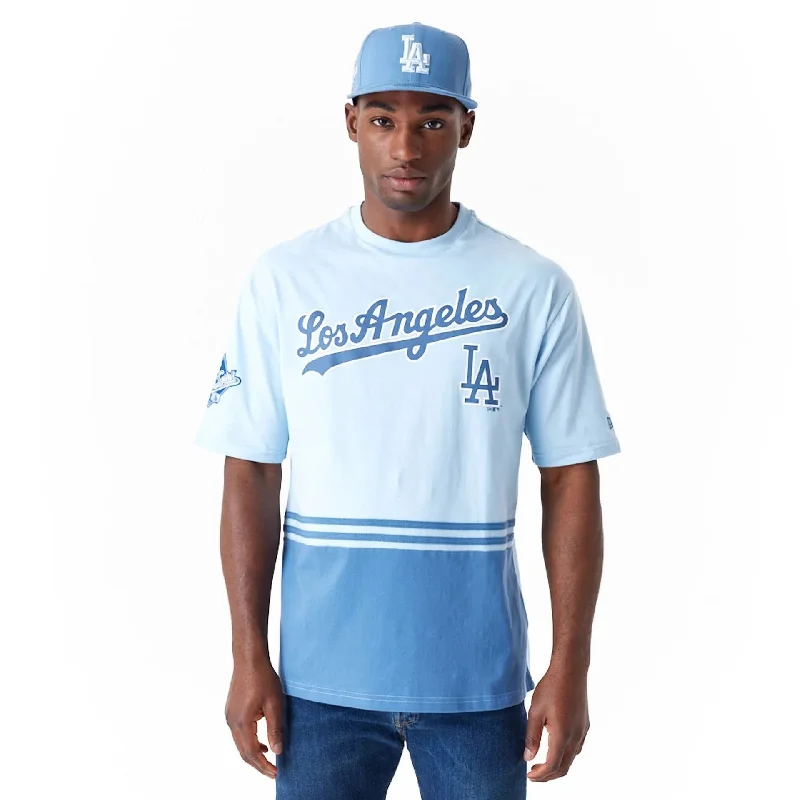 Men's T-shirts casual green-LA Dodgers World Series Pastel Blue Oversized T-Shirt