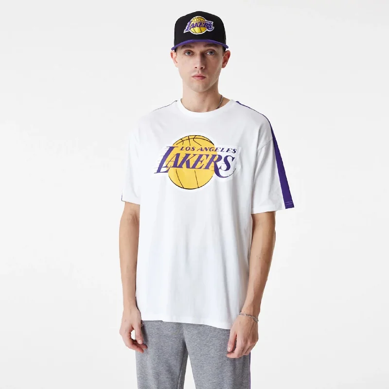 Men's T-shirts graphic navy-LA Lakers NBA Colour Block White Oversized T-Shirt