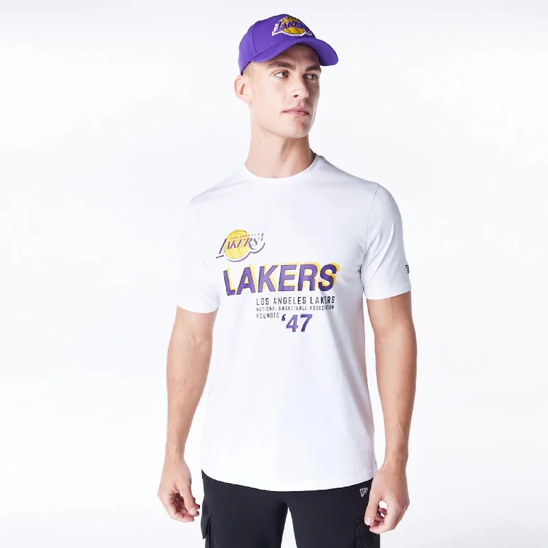 Men's T-shirts casual black-LA Lakers NBA Graphic White T-Shirt