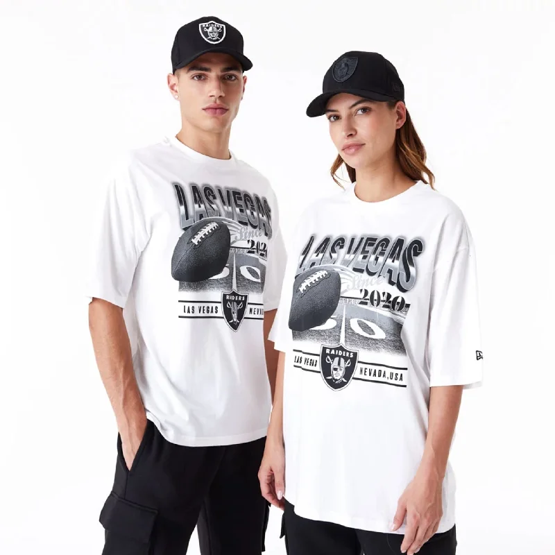 Men's T-shirts slim fit-Las Vegas Raiders NFL Team Graphic White Oversized T-Shirt