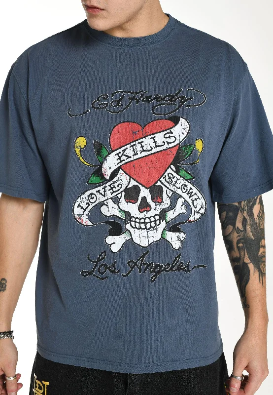 Men's T-shirts lightweight green-Mens Love-Kills-Slowly T-Shirt - Indigo