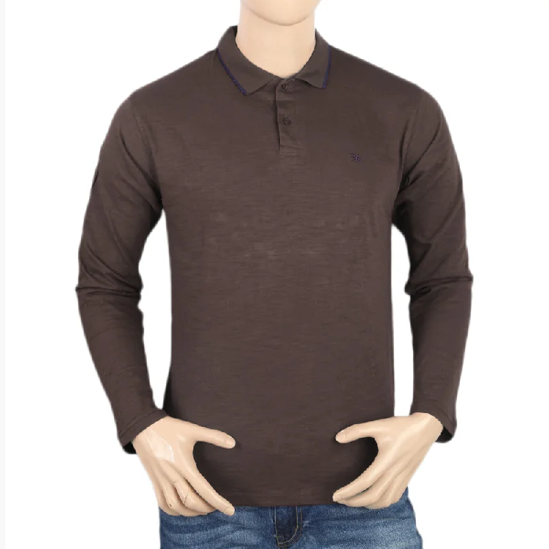 Men's polo shirts breathable navy-Men's Eminent Full Sleeves Polo T-Shirt - Coffee