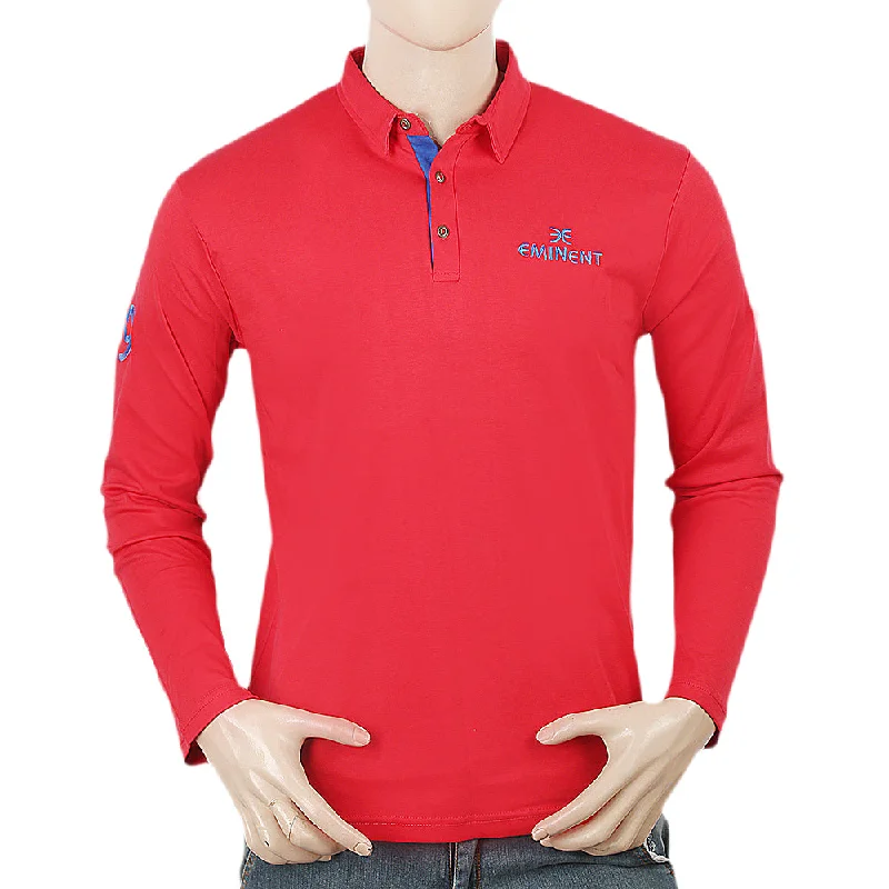 Men's polo shirts everyday gray-Men's Eminent Full Sleeves Polo T-Shirt - Red