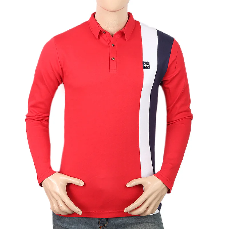 Men's polo shirts classic white-Men's Eminent Full Sleeves Polo T-Shirt - Red