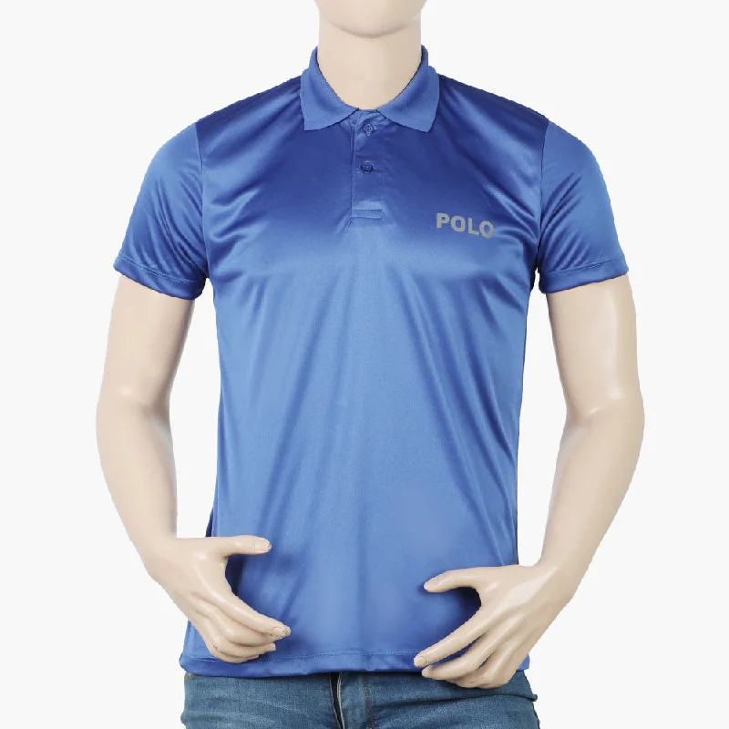 Men's polo shirts breathable gray-Men's Half Sleeves Plain Polo T-Shirt - Blue