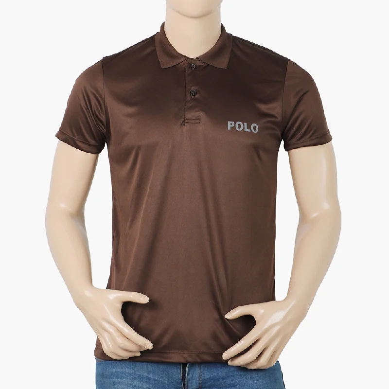 Men's polo shirts soft brown-Men's Half Sleeves Plain Polo T-Shirt - Brown