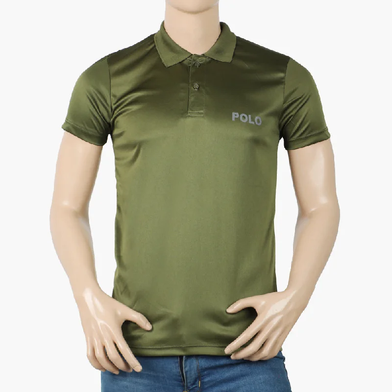 Men's polo shirts classic black-Men's Half Sleeves Plain Polo T-Shirt - Olive Green