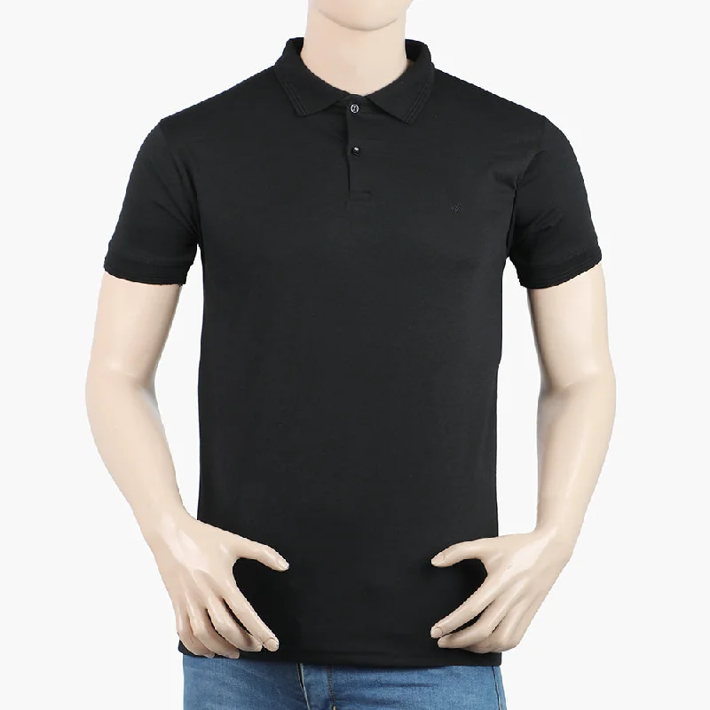 Men's polo shirts breathable gray-Men's Half Sleeves Polo T-Shirt - Black