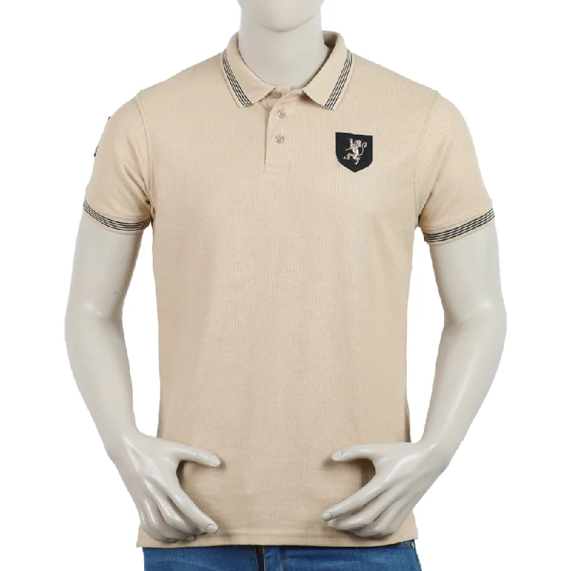 Men's polo shirts slim gray-Men's Half Sleeves Polo T-Shirt - Beige