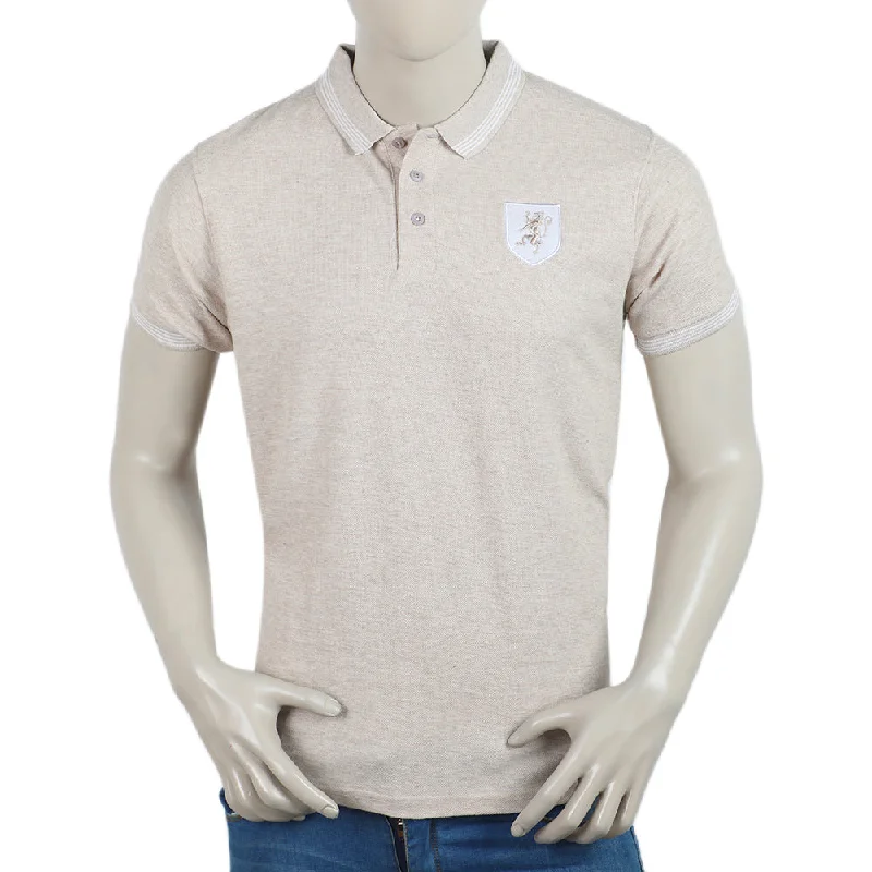 Men's polo shirts stylish brown-Men's Half Sleeves Polo T-Shirt - Fawn