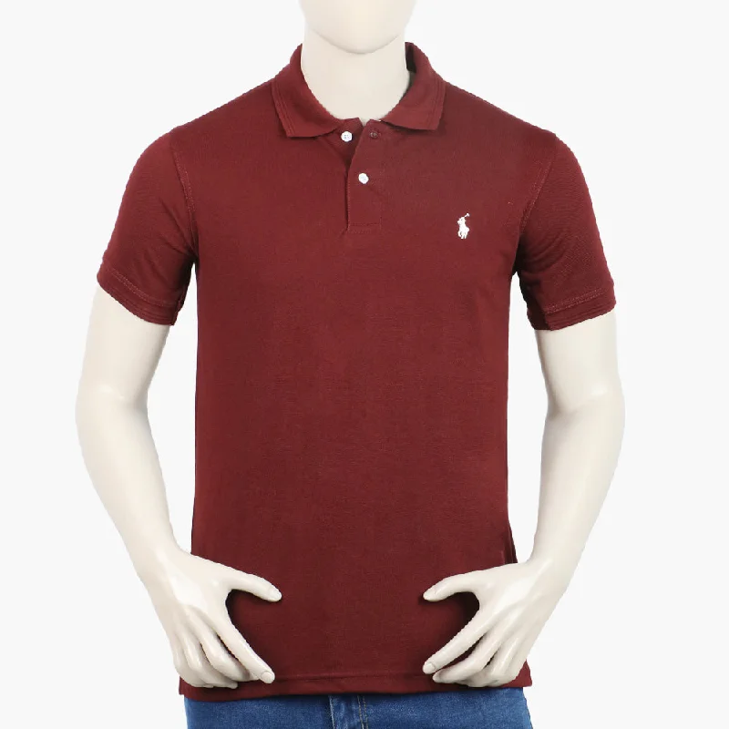 Men's polo shirts stylish white-Men's Half Sleeves Polo T-Shirt - Maroon