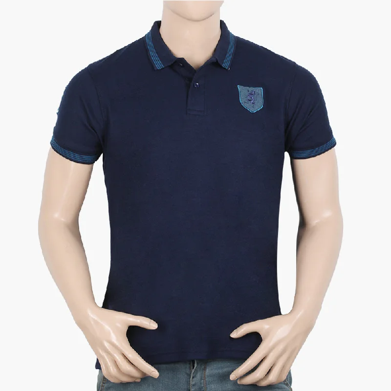 Men's polo shirts durable black-Men's Half Sleeves Polo T-Shirt - Navy Blue